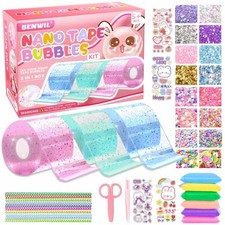 Nano Tape Bubble Kit for Kids, Squishy Making 1 x 1 x 0.5 inches, Multicolor