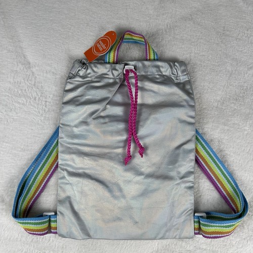 Bolso con Cordón Wonder Nation Saco Cinch Plateado Iridiscente Brillo, Correa Arco Iris - Imagen 3 de 8