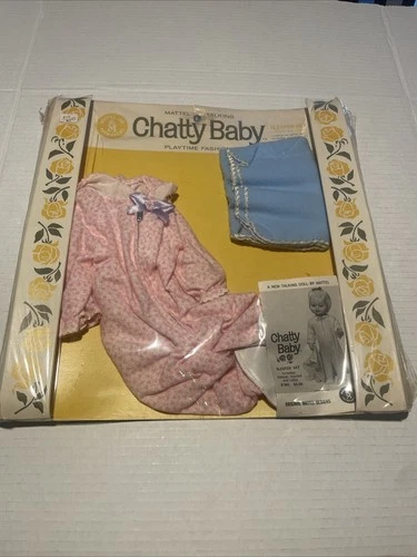 Vintage Chatty Baby Sleeper Set NRFB 1960’s #342 Mattel Pink Blue Outfit