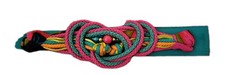 Vintage 1980s bright Festival tropical glam hot pink bead belt sash womens L