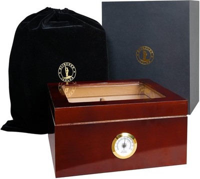 Glass Top Cigar Humidor Box with Hygrometer Desktop Humidifier Wood Cigar Case