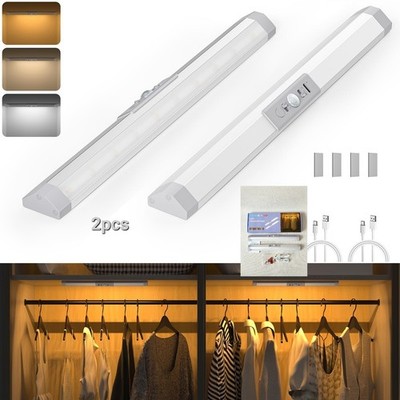 2 Stück Garderobenleuchte Bewegungsmelder 3 Farben dimmbar wiederaufladbar 30 cm Lampe WOBANE