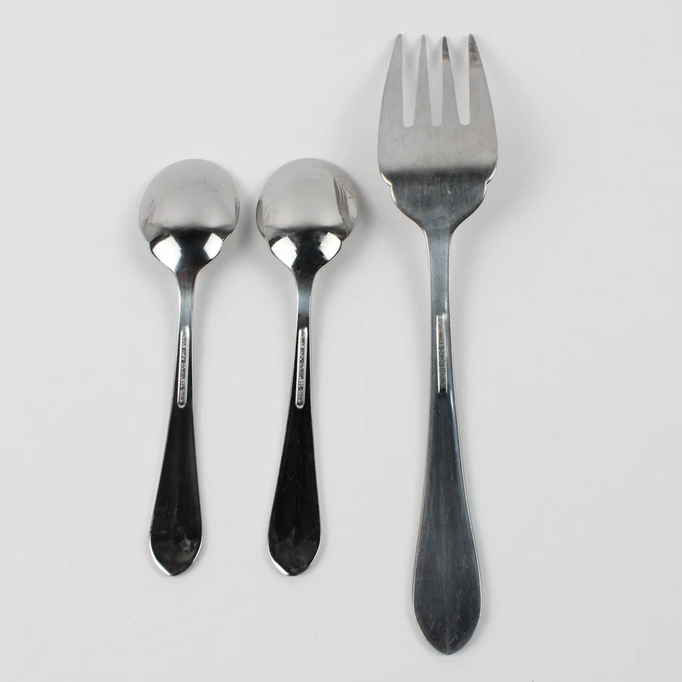 Lote de 3 Toallas Plata Diamante Antiguo-Brillo (Ino inoxidable) Tenedor para Servir 2 Cucharas Foto 2 de 4