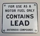 Vintage Porcelain Sign Contains Lead Antiknock Compounds Gas Pump Lead Fuel L@@K