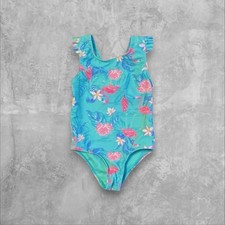 New Tommy Bahama Baby Girls Flamingo Swimsuit Aqua Blue Size 18M