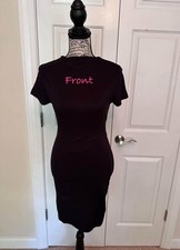 Rue 21 size S black stretch knit short sleeve Bodycon Dress Detailed Back