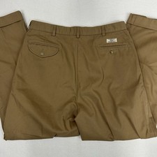 Vtg Polo Ralph Lauren Chino Pants 36x30 34x30 Dark Khaki Pleated Cuffed