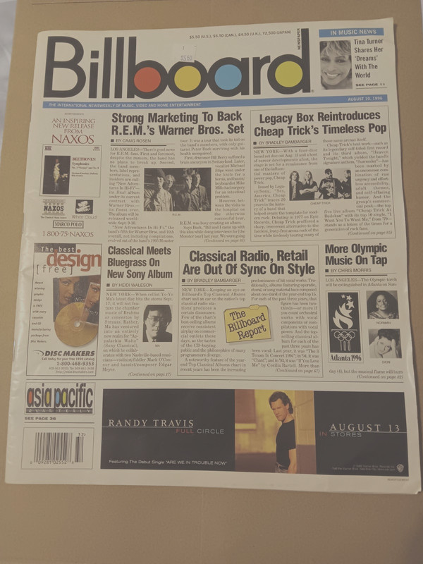 Billboard magazine August 10, 1996 Good Condition Cheap Trick