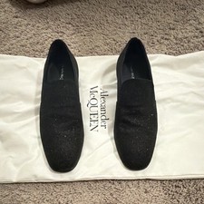 Alexander McQueen Black Glitter Loafer Slip On Men's Dress Shoes 42 758884