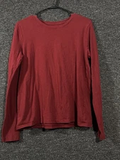 Time And Tru Womens Top Log Sleeve Crew Neck Size M 8/10