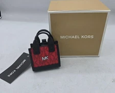 Michael Kors Mini Micro Bag Red/Black  Leather Keychain Charm 3.5”