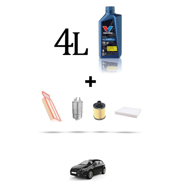 Hoffcar Set Service 4 Filter Und 4L ÖL FüR Fiat Punto Evo 1.3 D Multijet 55Kw-image