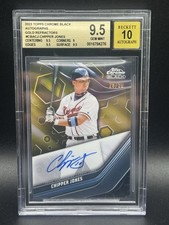 Topps 2023 Chrome Black Chipper Jones Gold Refractor Auto /50 BGS 9.5