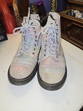 Girls Dr Martens Docs 1460 Metallic Iridescent Leather Boots Shoes USA 2 Used