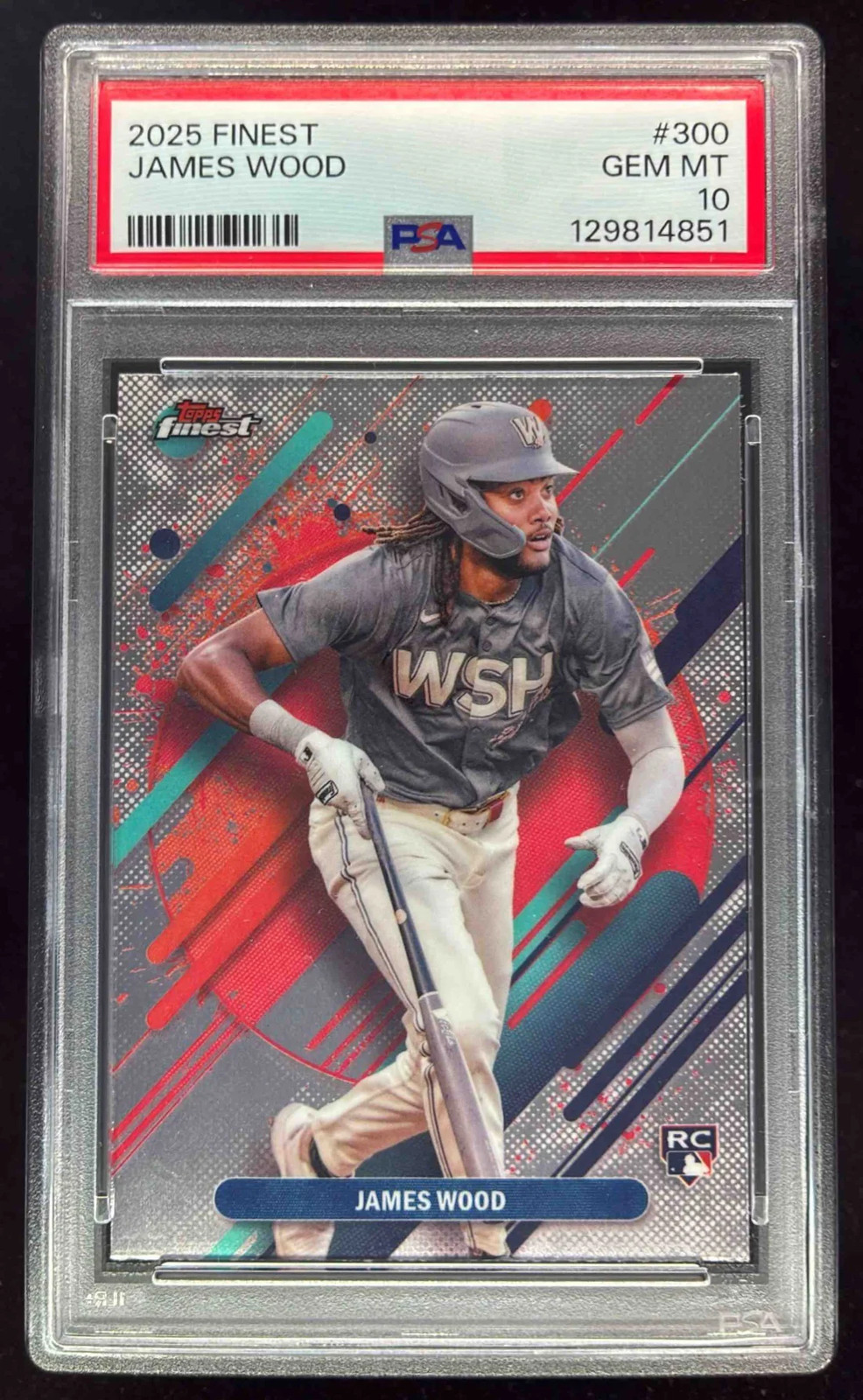 2025 Topps Finest Rare #300 James Wood RC PSA 10