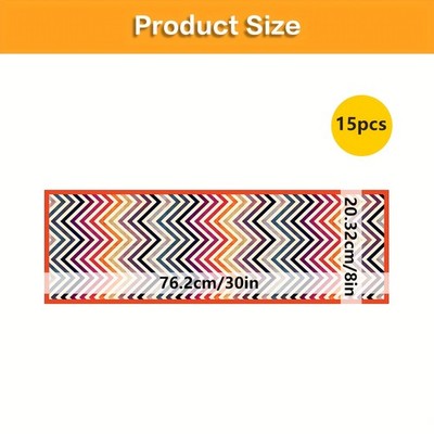 GZN 15pcs New Release, Colorful Wave Pattern Printed Stair Treads, Non-Slip St