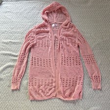 Justice Pink Knit Cardigan with Hood kids Sz 12