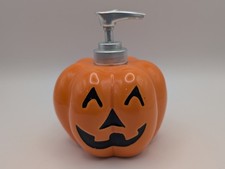 Vintage Halloween Ceramic Pumpkin Soap Dispenser Jack O Lantern Lotion Pump Fall