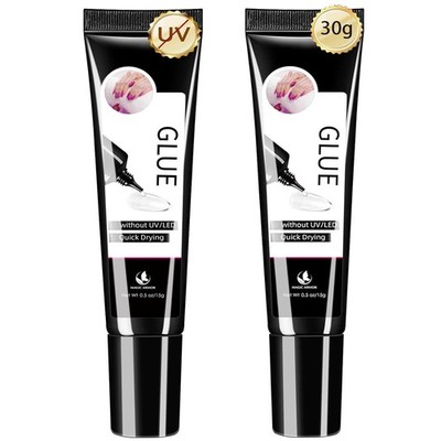 2Pcs Semi Solid Nail Glue for Press On Nail, No Need UV Lamp 2PCS, Clear 