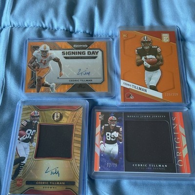 Panini Cedric Tillman 2023 orange Rookie Auto /30 Jersey 4 card lotBrowns