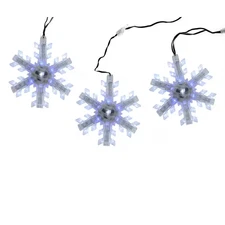 2.08 Ft. 3-Light Cascading Blue and White Snowfall LED Snowflake Christmas Light