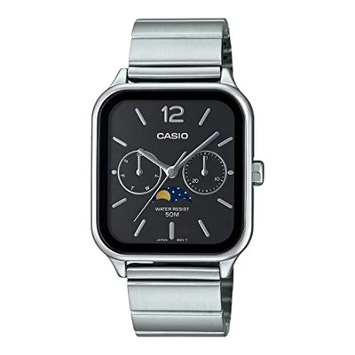 CASIO Standard Mondphase Analog Herrenuhr MTP-M305D-1AV Metallband Schwarz - Bild 1 von 4