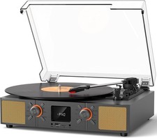 Vinyl Record Player With Dual Stereo Bookshelf Speakers and Bluetooth Clearance