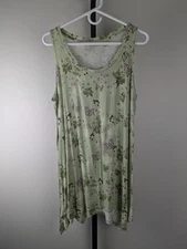 LOGO by Lori Goldstein  Large Asymmetrical Hem Tunic Length Tank Top green