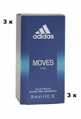 3 x Adidas Moves Him 30 m Eau de Toilette EDT Spray  SPARPACK