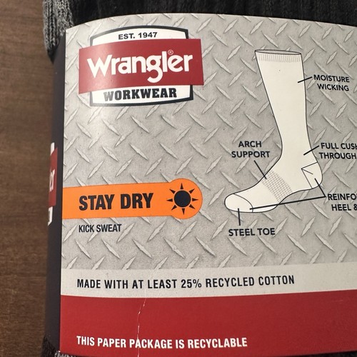 Wrangler Workwear Ultra Dry Arbeitssocken Crew 6er Pack Größe 6-12 feuchtigkeitsableitend - Bild 6 von 6