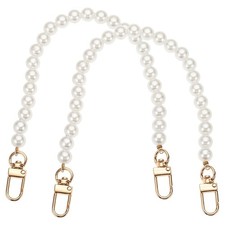 2 Pack 12" Imitation Pearl Purse Strap with Swivel Clasp Golden 