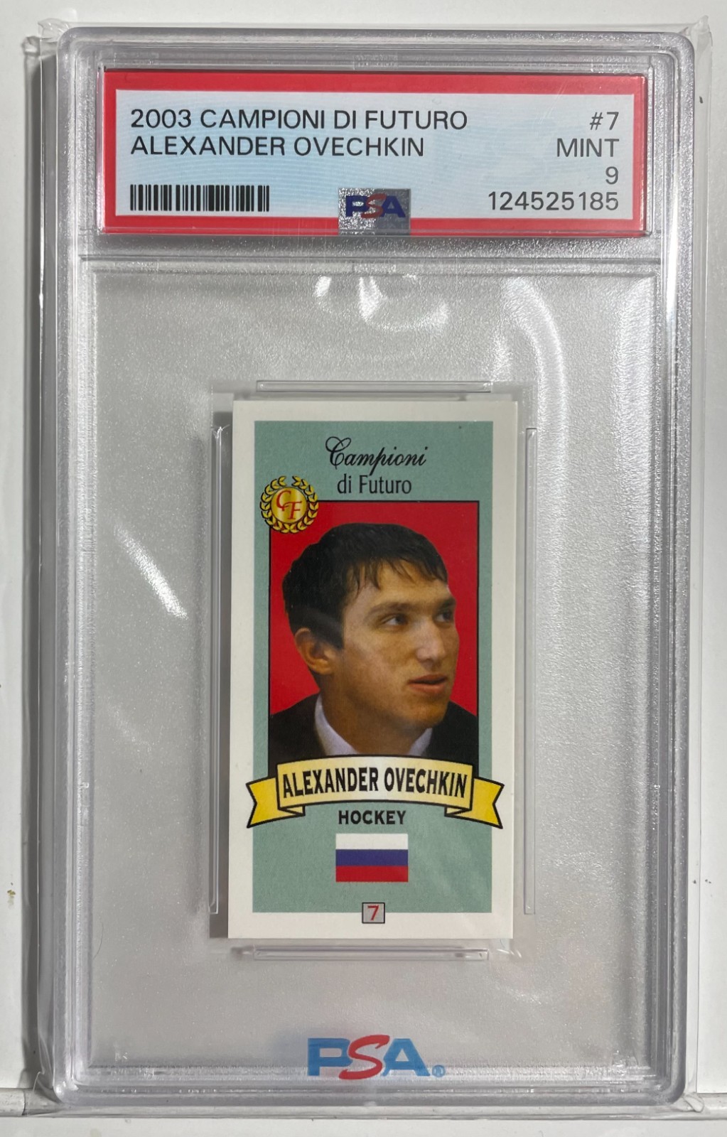 2003 Campioni di Futuro Red * ALEXANDER OVECHKIN * #7 Rare Rookie RC PSA9
