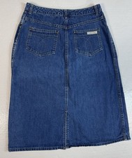 Vintage Calvin Klein Jeans Denim Skirt Size 10 Blue Jean Midi Knee Length