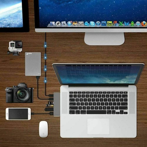 6 in 1 with 4K HDMI Resolution for MacBook USB 3.0 USB C Hub Multi-Port Adapter - Picture 9 of 9