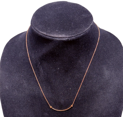 Vintage Tiffany & CO 750 Yellow Gold T Smile Necklace 18