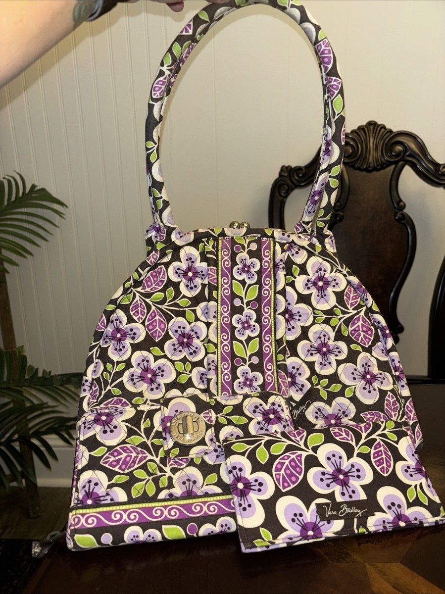Vera Bradley Plum Petals Purse, Wallet, Checkbook Cover