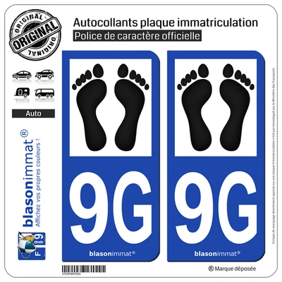 BLASONIMMAT 2 Stickers autocollant plaque immatriculation : 9G Pieds-Noirs