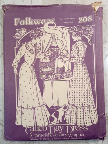 Folkwear 208 Calico Day Dress Wickelbluse Turn of Century S M L Damen UNCUT - Bild 13 von 13
