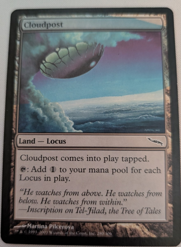 Cloudpost Mirrodin misprint blue ink error across eye, super cool!!!!