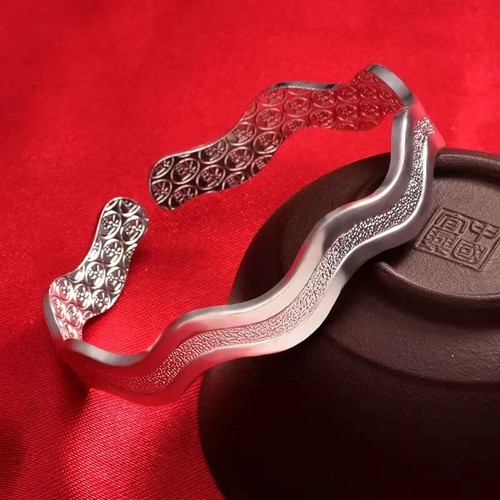 925 Sterling Silber Damen Armreif Armband offen Blattform verstellbar Schmuck - Bild 12 von 22