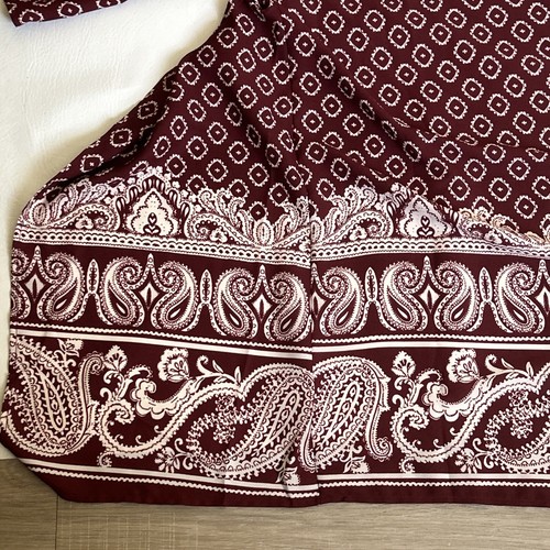 Women’s L Kimono Cover Paisley 3/4 Sleeves Maroon Ivory Semi Sheer Open Front - Picture 13 of 15