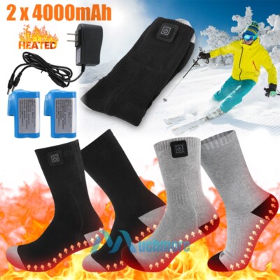 4000mAh Rechargeable Battery Heated Socks with 360° Heating Washable Foot Warmer