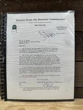 Vintage 1951 Quaker State Oil Refining Company Letter “Armour Laboratories” 