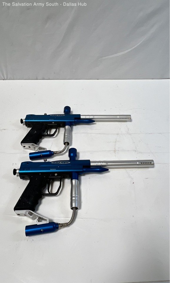 Paint Ball Lot 4 Blue Vexor Paint Ball Guns, 4 Protective Masks And