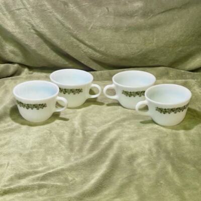 Vintage Pyrex CorningWare Milk Glass Spring Blossom Coffee Cups