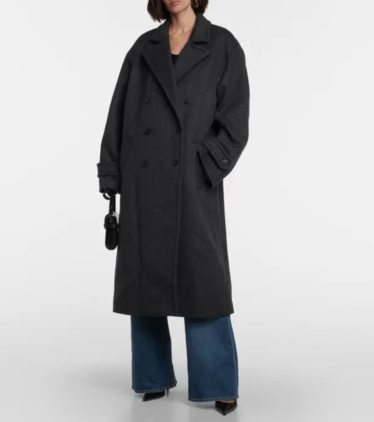 Nili Lotan コート Nili Lotan Women's Grey Georgio Virgin Wool Long Coat Size Extra