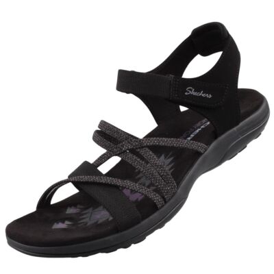 Skechers Reggae Slim Meadow Grazer Damen Trekking Sandale Schwarz 163193-BLK