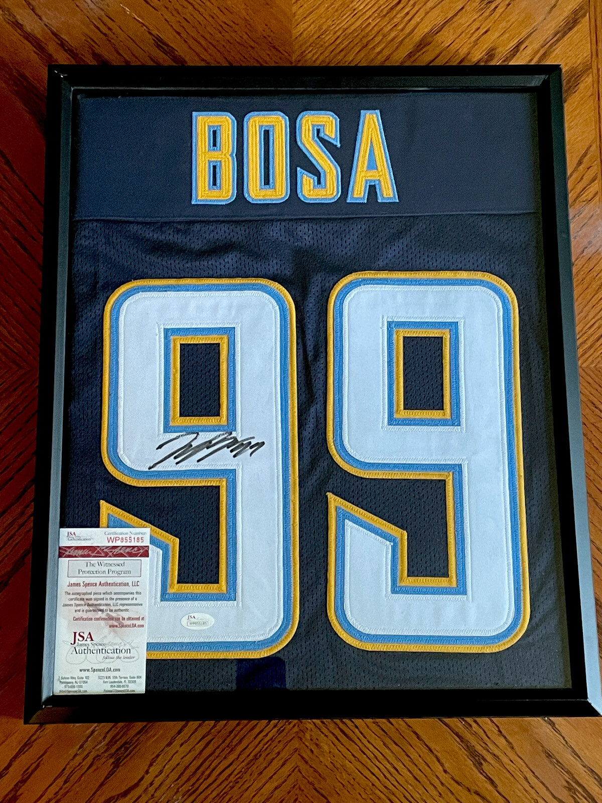 Joey Bosa Autographed Signed Los Angeles Chargers Authentic Framed Jersey 