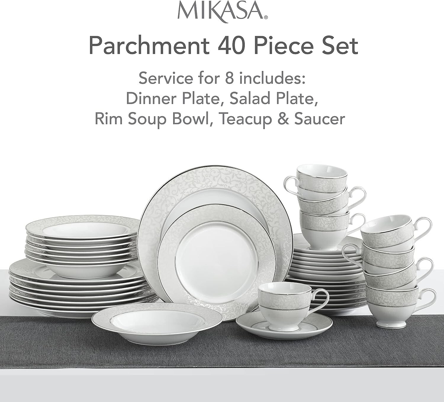 Mikasa 5224232 40-Piece Dinnerware Set, Parchment 40-Piece, 