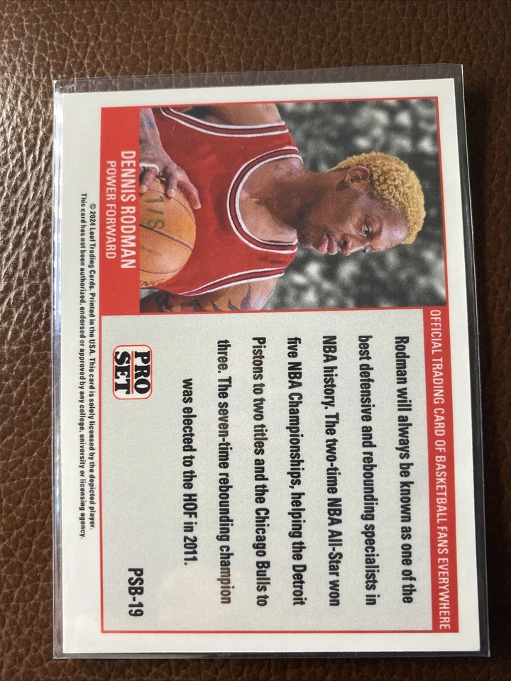 2024 Leaf Pro Set DENNIS RODMAN National NSCC Pink Refractor 1/6 Bulls 1st 1/1 - Image 2 of 3